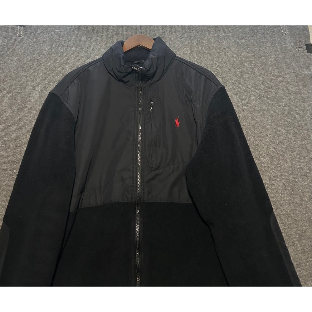 Vintage Polo Ralph Lauren Polartec Fleece Hooded Jacket Men's XL Black Denali